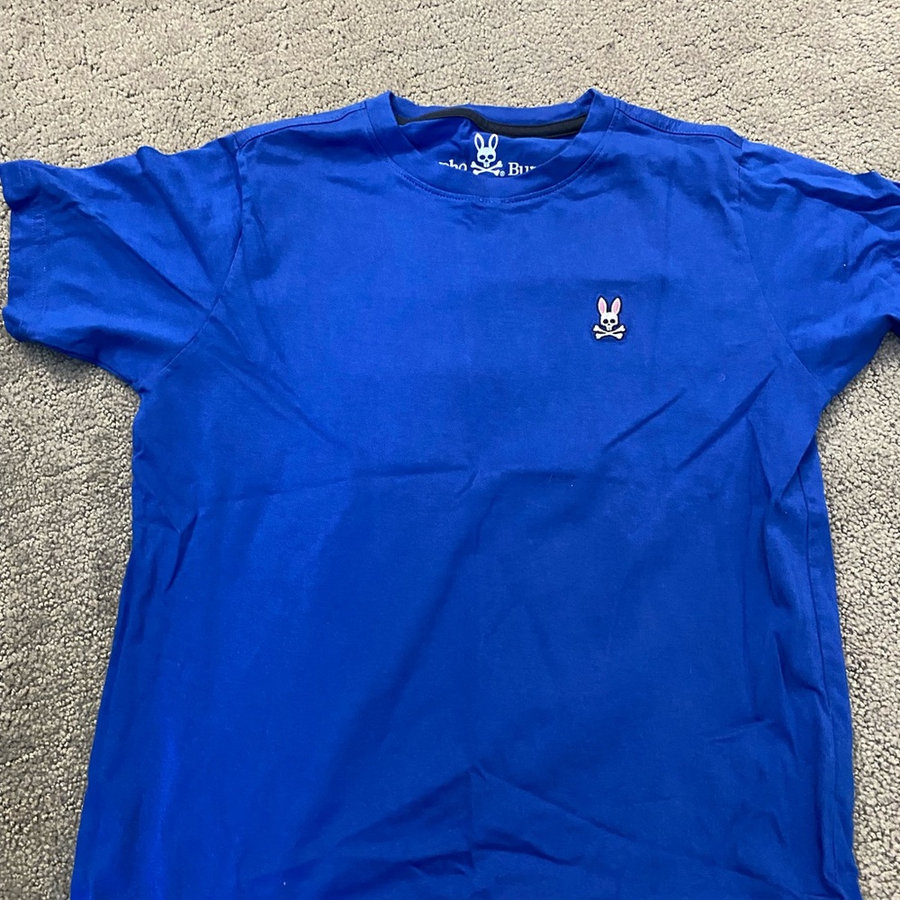 Psycho Bunny Royal Blue Short Sleeve Tee with Pink Bunny Logo